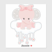 Elephant op een wolk, luiend middel, kroon, sterre sticker (Vel)