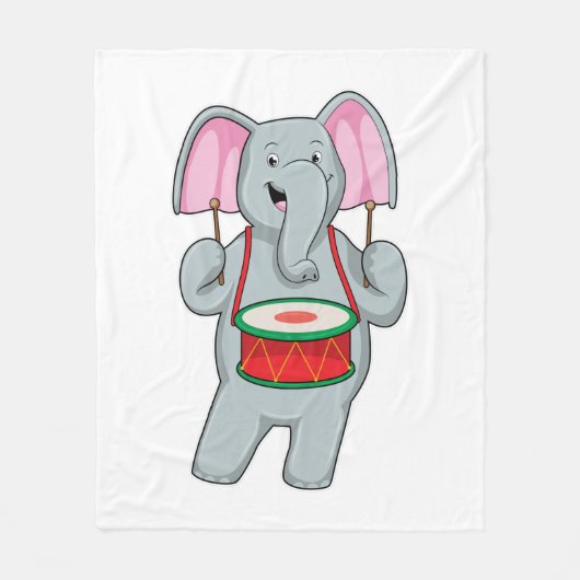 Elephant op Music met Drum Fleece Deken (Voorkant)