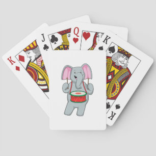 Elephant op Music met Drum Pokerkaarten