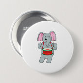 Elephant op Music met Drum Ronde Button 7,6 Cm (Voorkant /achterkant)
