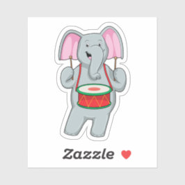 Elephant op Music met Drum Sticker