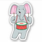 Elephant op Music met Drum Sticker (Voorkant)