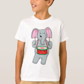 Elephant op Music met Drum T-shirt (Voorkant)