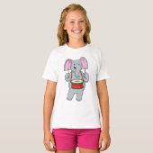 Elephant op Music met Drum T-shirt (Voorkant volledig)