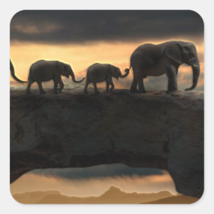 Elephant op Natural Land Bridge Vierkante Sticker