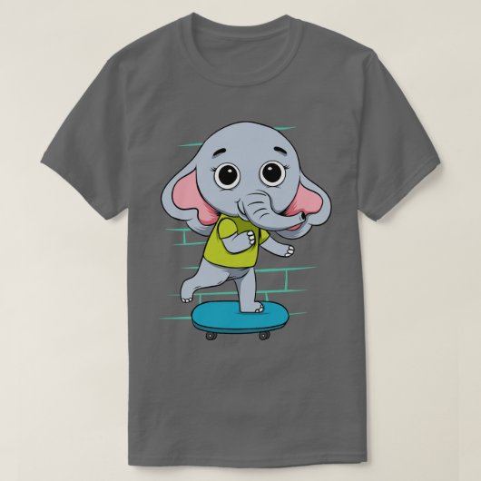 Elephant op skateboard t-shirt (Design voorkant)