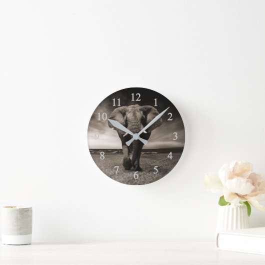 Elephant op strand ronde klok (Huis)