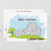 Elephant Organic Planet Baby shower Invitations Kaart (Voorkant / Achterkant)