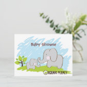 Elephant Organic Planet Baby shower Invitations Kaart (Staand voorkant)