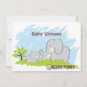 Elephant Organic Planet Baby shower Invitations Kaart