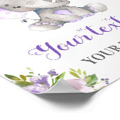 Elephant Paars Girl Baby shower Sprinkle Birthday Poster (Hoek)