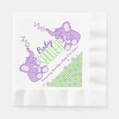 Elephant paars green name baby shower napkins servetten (Voorkant)