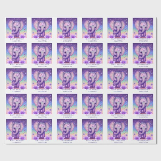 Elephant PAARS omslagpapier Cadeaupapier (Vlak)