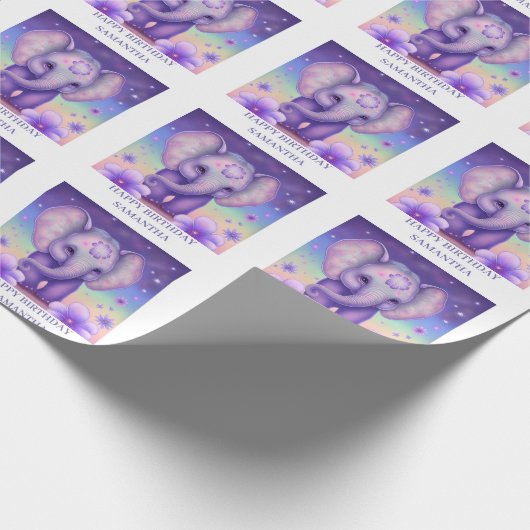 Elephant PAARS omslagpapier Cadeaupapier (Hoek)