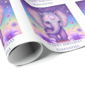 Elephant PAARS omslagpapier Cadeaupapier (Rol Hoek)