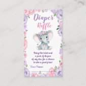 Elephant paars roze diaper Raffle Ticket Floral (Voorkant)