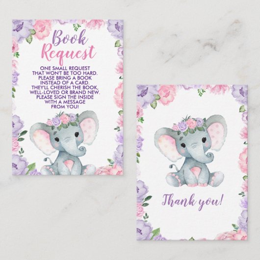 Elephant paars roze diaper Raffle Ticket Floral (Voorkant / Achterkant)
