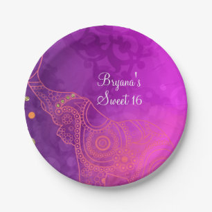 Elephant Paars roze Oranje & Gold Custom Party Papieren Bordje