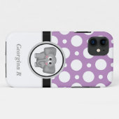 Elephant Paars & White Polka Dot iPhone 5 Hoesje (Achterkant (horizontaal))