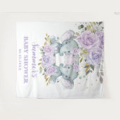 Elephant Paarse Floral Twins Baby shower Achtergro Wandkleed (Voorkant (horizontaal))