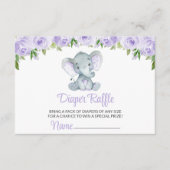 Elephant, Paarse Waterverf bloemen, luierspoeling Informatiekaartje (Voorkant)