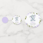 Elephant, Paarse Waterverf Flowers, Baby shower Confetti (Voorkanten)
