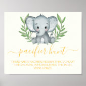 Elephant Pacifier Hunt Neutral Baby shower Game Poster (Voorkant)