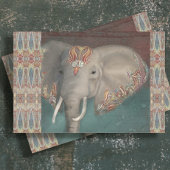 Elephant Paisley Pattern Blue  Decoupage Tissuepapier