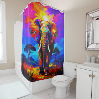 Elephant Palette Daub 001 Shower Curtain Douchegordijn
