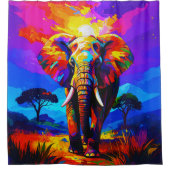 Elephant Palette Daub 001 Shower Curtain Douchegordijn (Voorkant)