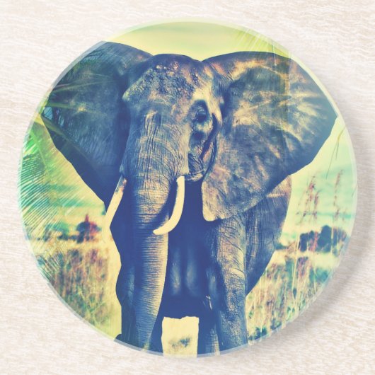 Elephant Palms Zandsteen Onderzetter (Voorkant)