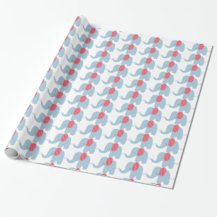 Elephant-papier voor rode en blauwe Baby Cadeaupapier