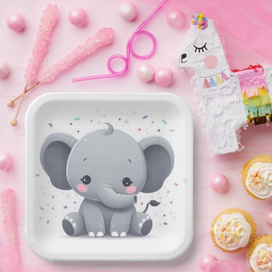 Elephant papieren bordje (Feest)