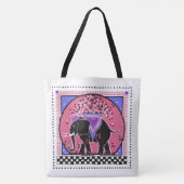 Elephant Parade in Roze Tote Bag (Voorkant)