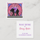 Elephant Parade in Roze Vierkante Visitekaartje (Voorkant / Achterkant)