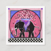 Elephant Parade in Roze Vierkante Visitekaartje (Voorkant)