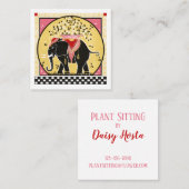 Elephant Parade in Yellow Vierkante Visitekaartje (Voorkant / Achterkant)