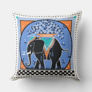 Elephant Parade Pillow in Blue Kussen