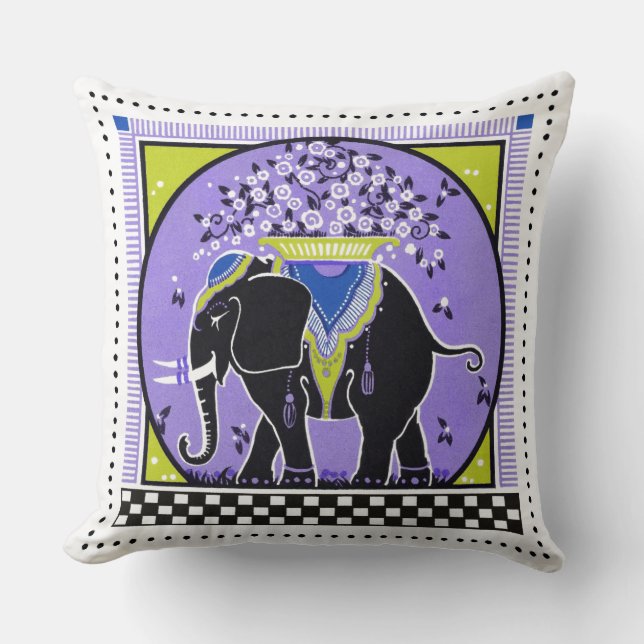 Elephant Parade Pillow in Lavender Kussen (Voorkant)