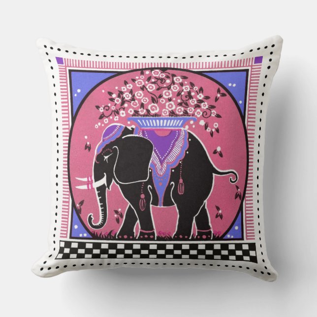 Elephant Parade Pillow in roze Kussen (Voorkant)