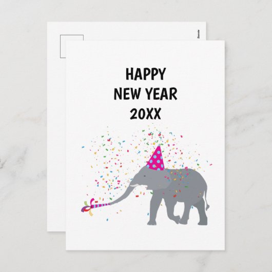 Elephant Partding - Animals Holiday New Years Card Feestdagenkaart (Voorkant / Achterkant)