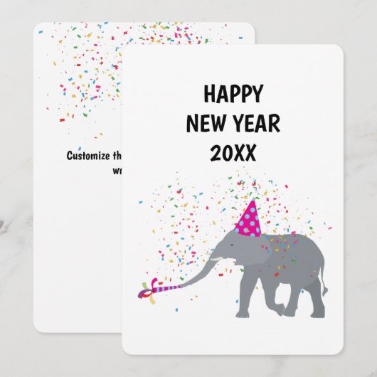 Elephant Partding - Animals Holiday New Years Card Feestdagenkaart (Voorkant / Achterkant)