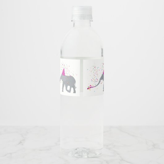 Elephant Partding - Dieren met een partij Waterfles Etiket (Achterkant)