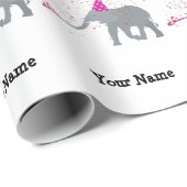 Elephant Partding - Dieren op Birthday Party Name Cadeaupapier (Rol Hoek)