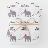 Elephant Partding - Dieren op Birthday Party Name Inpakpapier Vel (In situ)