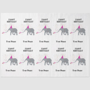 Elephant Partding - Dieren op Birthday Party Name Tissuepapier