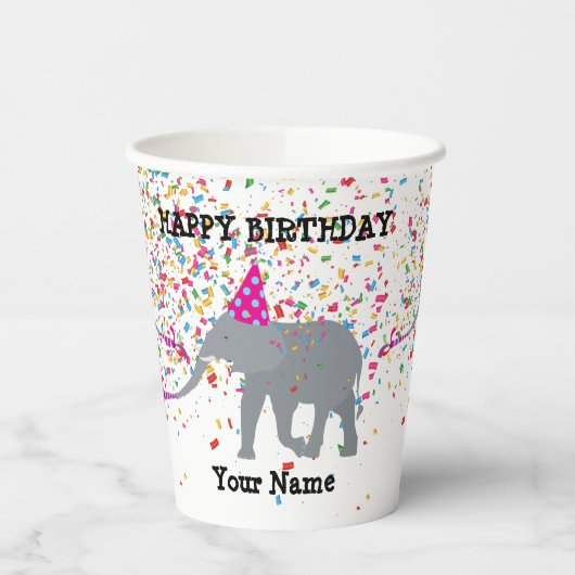 Elephant Partding - Dieren op de Birthday Party Papieren Bekers (Links)