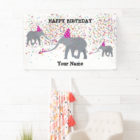 Elephant Partding - Dieren op de Birthday Party Spandoek (Insitu)