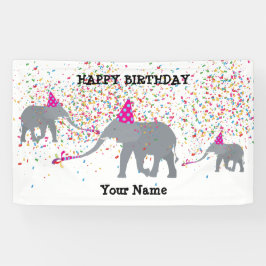 Elephant Partding - Dieren op de Birthday Party Spandoek