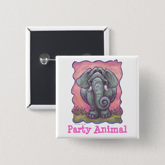 Elephant Party Animal Button (Voorkant /achterkant)